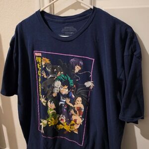 My Hero Academia Mens Navy Blue Graphic T-Shirt Anime Funimation 2XL 100% Cotton
